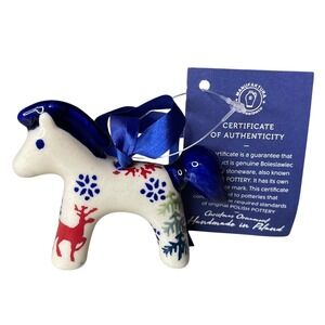 Polish Pottery Pony Ornament Christmas Handmade in Poland Manufaktura Tree Gift